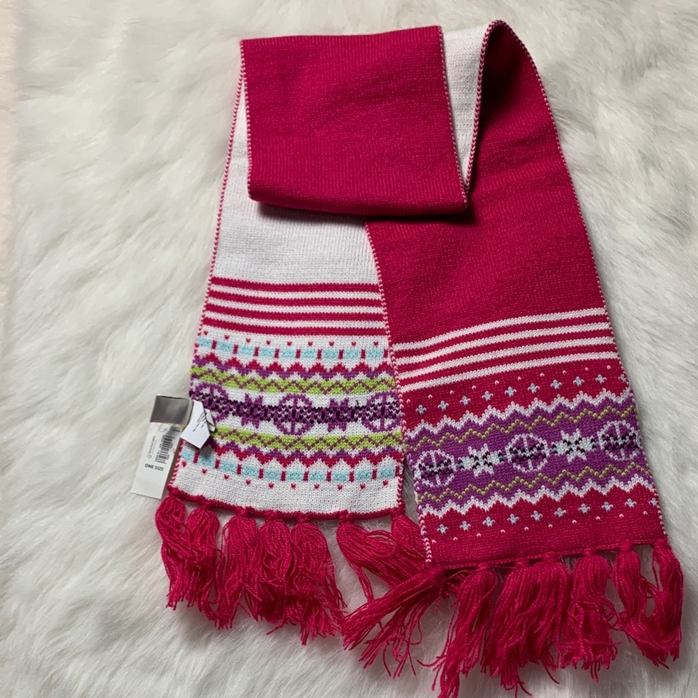 Old Navy Pink and White Kids Scarf